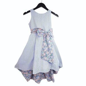 Rare Edition Blue White Floral High Low Sleeveless Special Occasion Dress